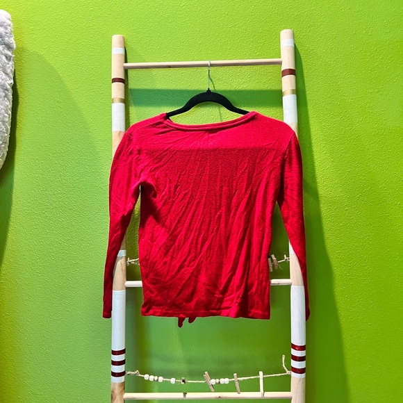 Red Girl Power Tied Long Sleeve Shirt - Picture 2 of 2